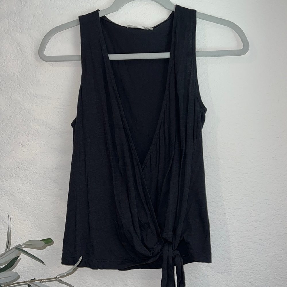 Lush tie front wrap tank top